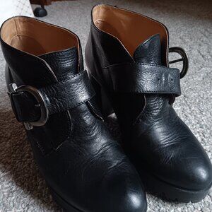 Leather platform booties